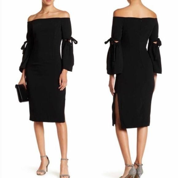 Do+Be Off Shoulder Tie Sleeve Midi Dress. - Picture 2 of 7